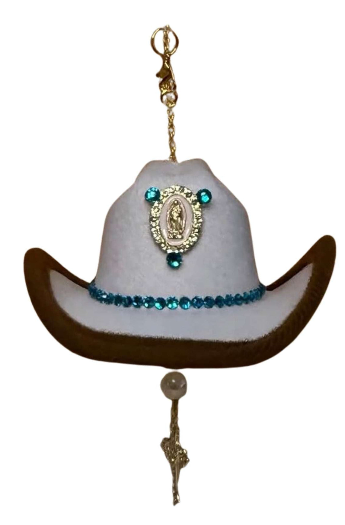 Virgin Mary Mini Hat Charm-White Base